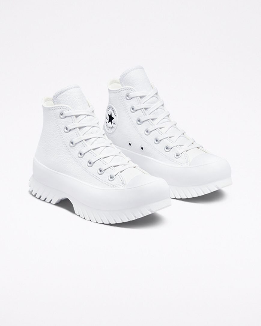 Tenisi Inalti Dama Converse Chuck Taylor All Star Lugged 2.0 Piele Albi Negrii | RO HFYUT078